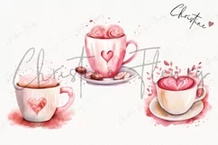 Watercolor Valentines Coffee PNG | Valentine's Day Clipart Product Image 3