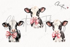 Watercolor Valentine Cows Clipart | Valentines PNG Product Image 3