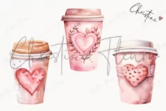 Watercolor Heart Coffee PNG | Valentine's Day Clipart Product Image 3
