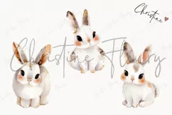 Watercolor Dreamy Bunny Clipart | Nursery PNG Product Image 3