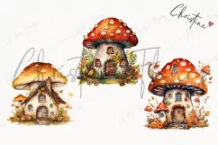 Watercolor Mushroom Houses Clipart | Forest Clipart Product Image 3