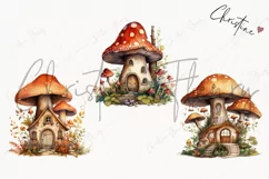 Watercolor Mushroom Houses Clipart | Forest Clipart Product Image 3