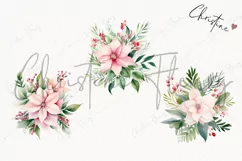 Pastel Watercolor Flowers Clipart | Christmas PNG Product Image 3