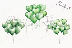 Green Heart Balloons Clipart | Birthday PNG Product Image 3