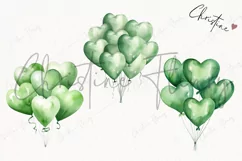 Green Heart Balloons Clipart | Birthday PNG Product Image 3