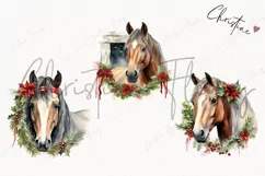 Vintage Festive Horses Clipart | Christmas PNG Product Image 3