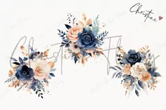 Midnight Blue & Rose Gold Flowers PNG | Spring PNG Product Image 3