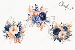 Midnight Blue & Rose Gold Flowers PNG | Spring PNG Product Image 3