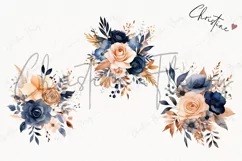 Midnight Blue & Rose Gold Flowers PNG | Spring PNG Product Image 3