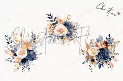 Midnight Blue & Rose Gold Flowers PNG | Spring PNG Product Image 3