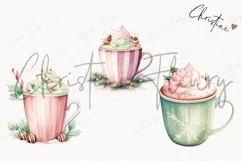 Pastel Watercolor Hot Cocoa Clipart | Christmas PNG Product Image 3