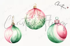 Pastel Watercolor Baubles Clipart | Christmas PNG Product Image 3