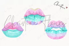 Watercolor Pastel Mermaid Lips Clipart | Mermaid PNG Product Image 3