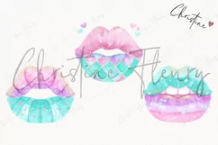 Watercolor Pastel Mermaid Lips Clipart | Mermaid PNG Product Image 3