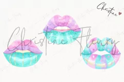 Watercolor Pastel Mermaid Lips Clipart | Mermaid PNG Product Image 3