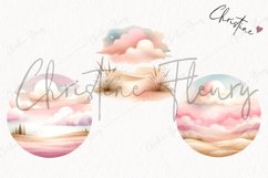 Watercolor Pink Landscape Background PNG | Summer PNG Product Image 3