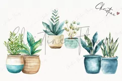Watercolor Blue Plants Clipart | Coastal PNG Product Image 3