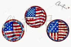 Round Stained Glass American Flag | Patriotic PNG Product Image 3