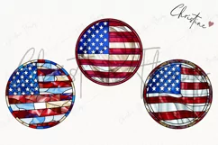 Round Stained Glass American Flag | Patriotic PNG Product Image 3