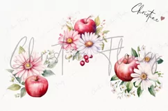 Watercolor Flowers & Apples PNG | Spring PNG Product Image 3