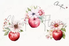 Watercolor Flowers & Apples PNG | Spring PNG Product Image 3