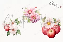 Watercolor Flowers & Apples PNG | Spring PNG Product Image 3