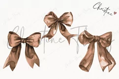 Watercolor Brown Coquette Bows | Football PNG Product Image 3