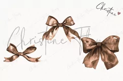 Watercolor Brown Coquette Bows | Football PNG Product Image 3