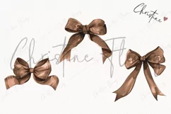 Watercolor Brown Coquette Bows | Football PNG Product Image 3