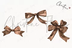Watercolor Brown Coquette Bows | Football PNG Product Image 3