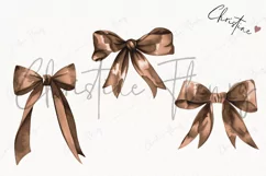 Watercolor Brown Coquette Bows | Football PNG Product Image 3