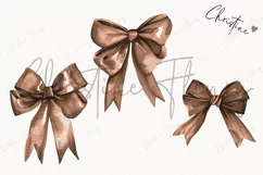 Watercolor Brown Coquette Bows | Football PNG Product Image 3