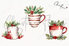 Watercolor Christmas Mugs Clipart | Christmas Clipart Product Image 3