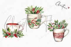 Watercolor Christmas Coffee Cups Clipart | Christmas Clipart Product Image 3