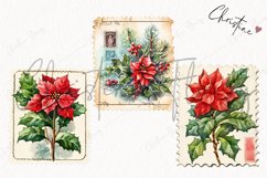 Watercolor Christmas Flower Postage Stamps | Christmas PNG Product Image 3