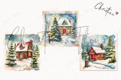 Watercolor Christmas House Postage Stamps | Christmas PNG Product Image 3