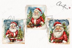 Watercolor Christmas Santa Postage Stamps | Christmas PNG Product Image 3