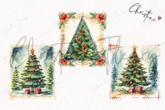 Watercolor Christmas Tree Postage Stamps | Christmas Clipart Product Image 3