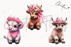 Watercolor Highland Cow Cowgirl PNG | Highland Cow PNG Product Image 3