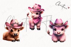 Watercolor Highland Cow Cowgirl PNG | Highland Cow PNG Product Image 3