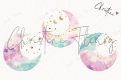Watercolor Pastel Moon Clipart | Celestial PNG Product Image 3