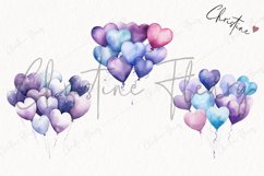 Watercolor Purple Heart Balloons PNG | Birthday PNG Product Image 3