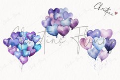 Watercolor Purple Heart Balloons PNG | Birthday PNG Product Image 3