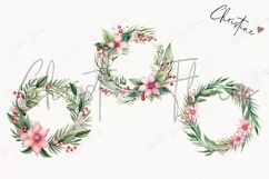 Pastel Watercolor Wreath Clipart | Christmas Clipart Product Image 3