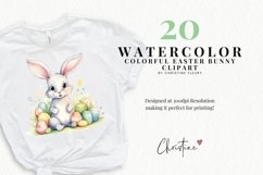 Watercolor Colorful Easter Bunnies Clipart | Easter PNG Product Image 2