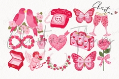 Coquette Pink Valentine Clipart Bundle - 92 Elements Product Image 9