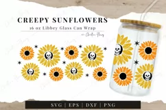 Creepy Sunflowers SVG - 16oz Beer Glass Can Wrap Product Image 1