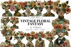 Vintage Floral Fantasy People Clipart | Junk Journal Product Image 1