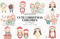 Cute Christmas Children Clipart Bundle Product Image 1