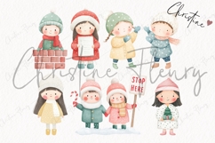 Cute Christmas Children Clipart Bundle Product Image 4